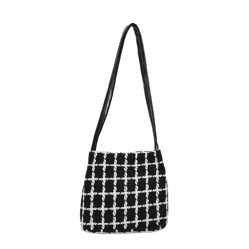 Plaid Minimalist Shoulder Tote Bag view 7