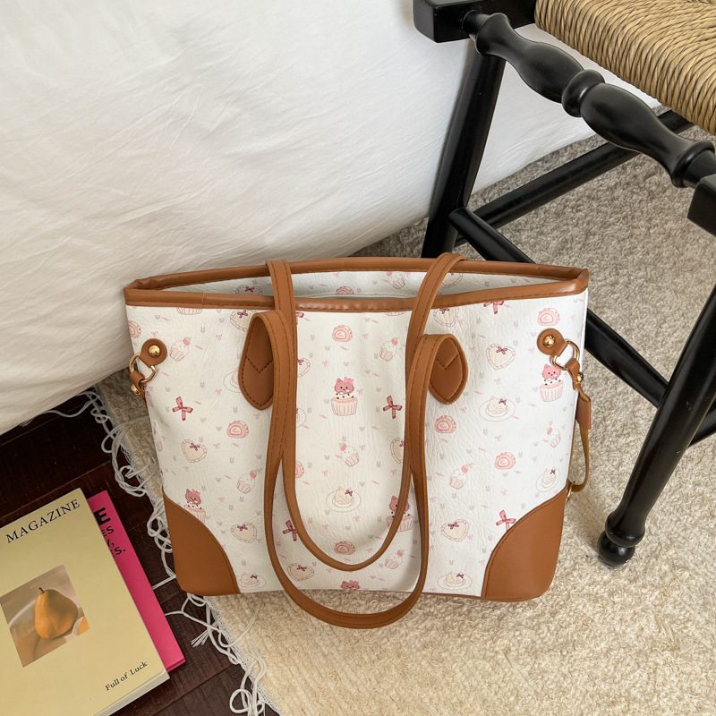Tas Tote Kapasitas Besar Cetak Bunga view 9