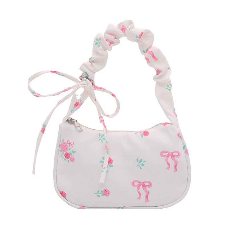 Ruched Floral Shoulder Underarm Top-Handle Bag view 5