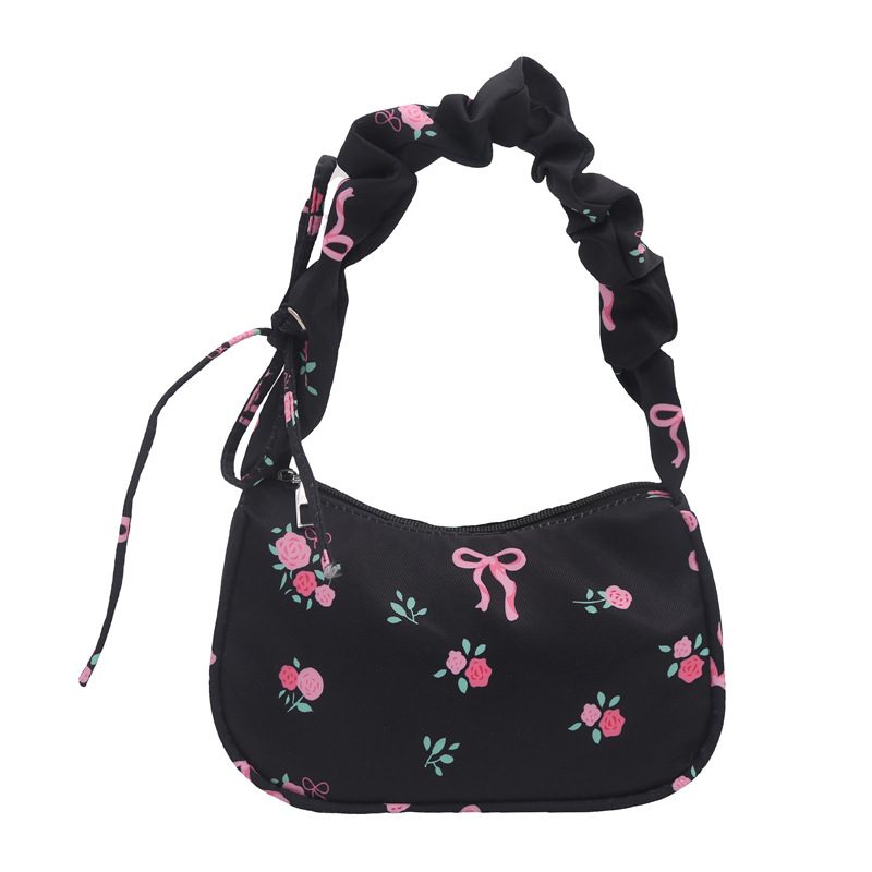 Ruched Floral Shoulder Underarm Top-Handle Bag view 7