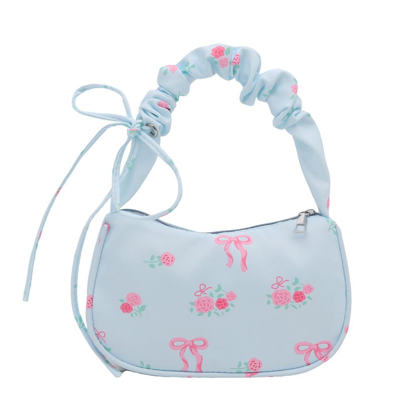 Ruched Floral Shoulder Underarm Top-Handle Bag view 8
