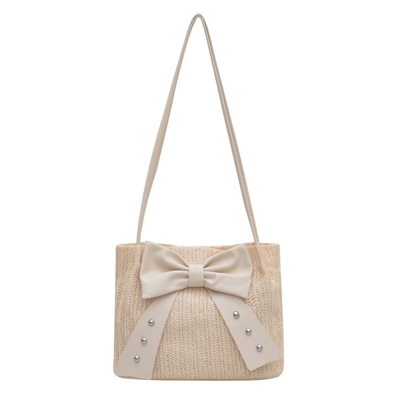 Bow Woven Straw Large Capacity Beach Tote Bag view 6
