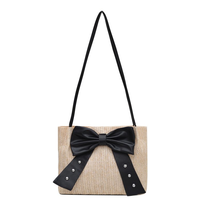 Bow Woven Straw Large Capacity Beach Tote Bag view 8