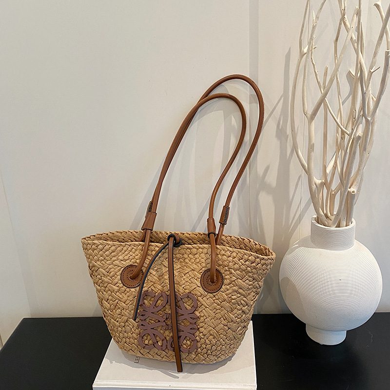 Sweet Minimalist Large Capacity Woven Straw Tote Bag view 10