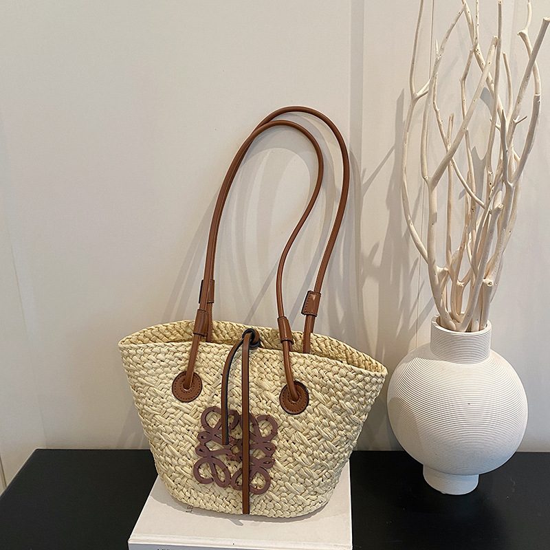 Sweet Minimalist Large Capacity Woven Straw Tote Bag view 2