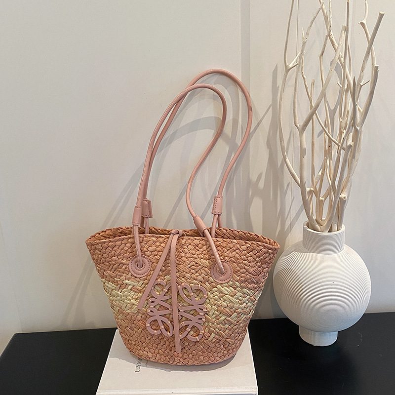 Sweet Minimalist Large Capacity Woven Straw Tote Bag view 7