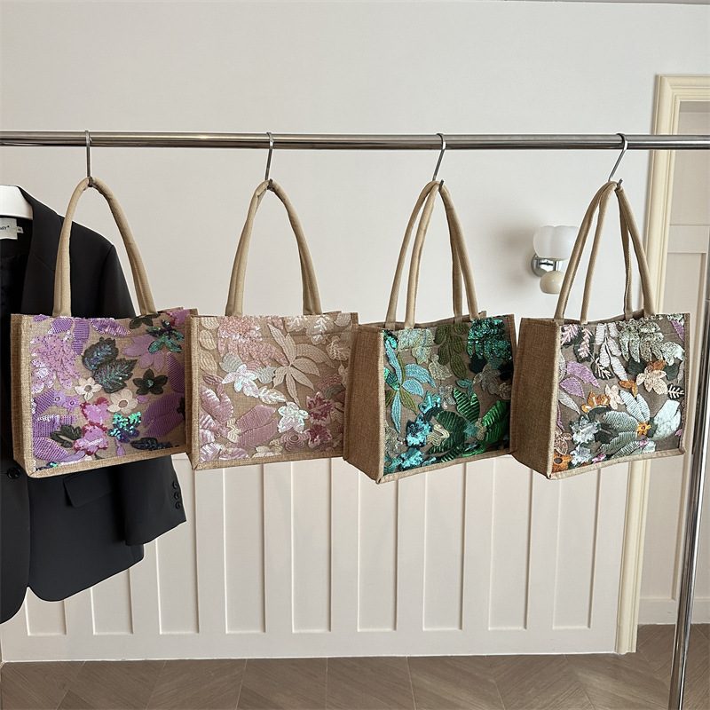 Sequin Embroidered Tote Bag