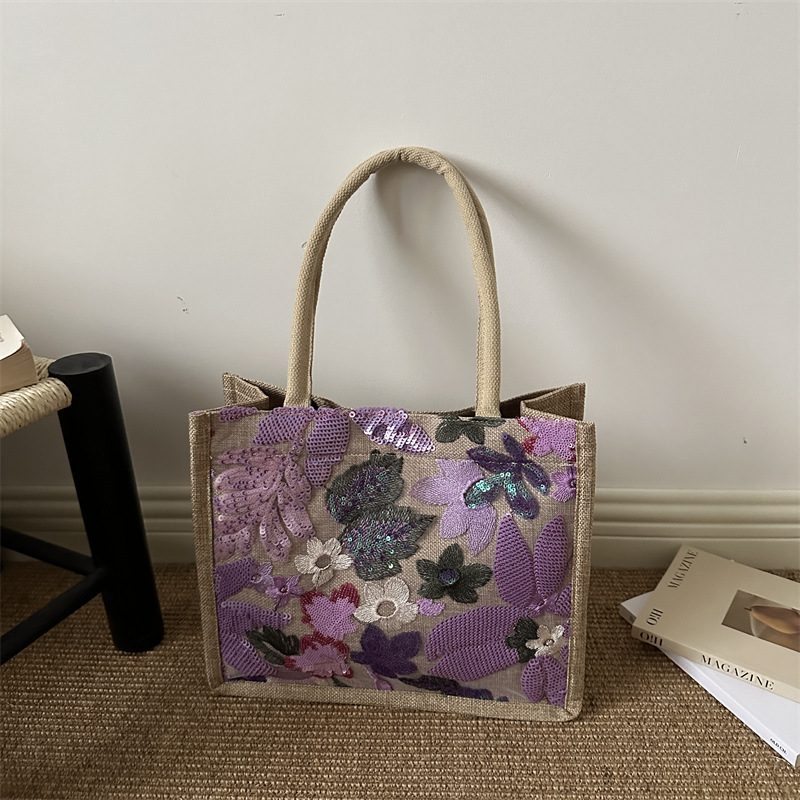 Sequin Embroidered Tote Bag view 2
