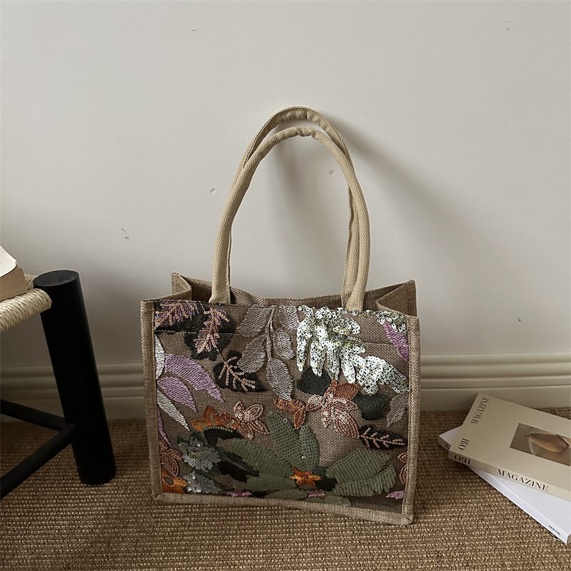 Sequin Embroidered Tote Bag view 4