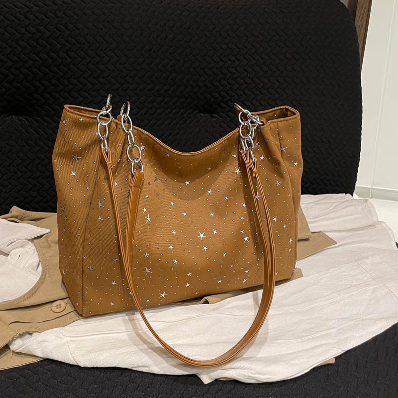 Star Print Large Capacity Shoulder Tote view 4