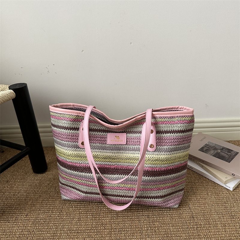 Rainbow Woven Large Tote Bag view 2