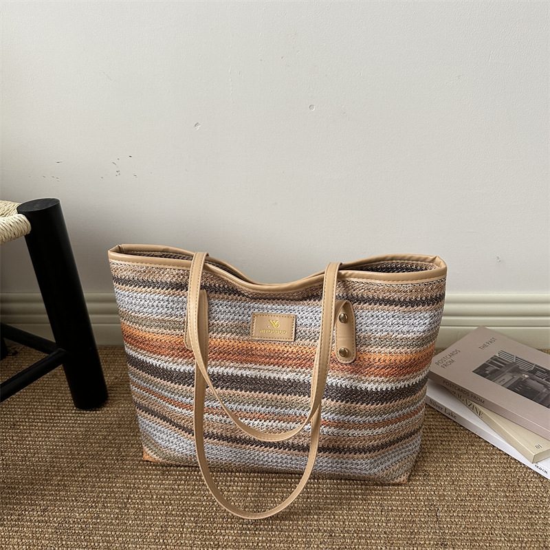 Rainbow Woven Large Tote Bag view 3