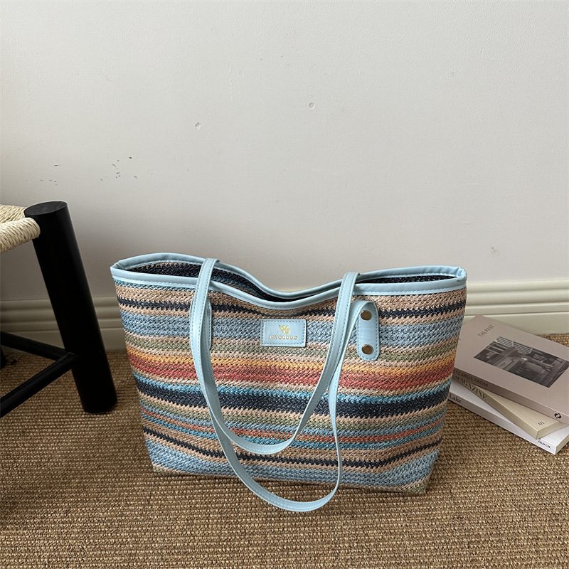 Rainbow Woven Large Tote Bag view 4