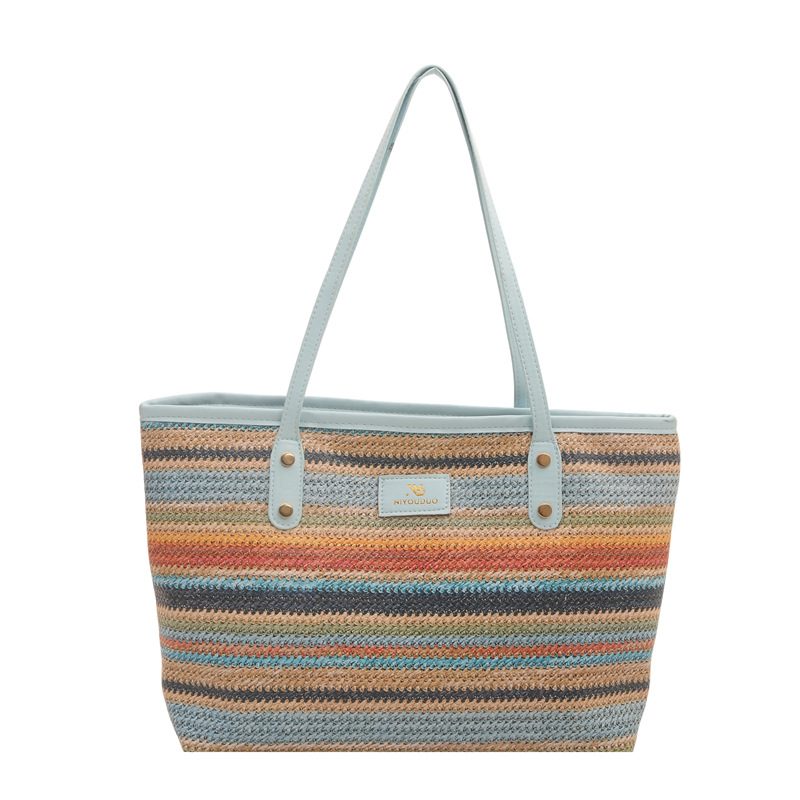 Rainbow Woven Large Tote Bag view 6