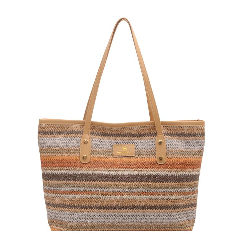 Rainbow Woven Large Tote Bag view 7
