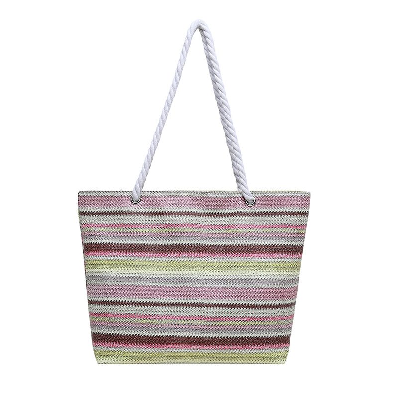 Striped Colorblock Large Capacity Tote Bag view 7