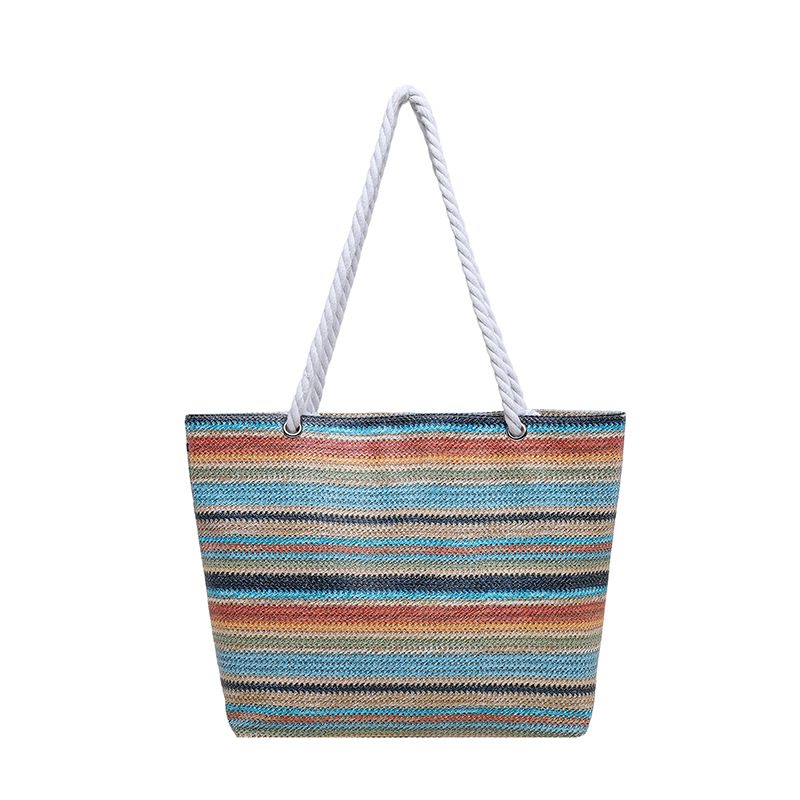 Striped Colorblock Large Capacity Tote Bag view 8
