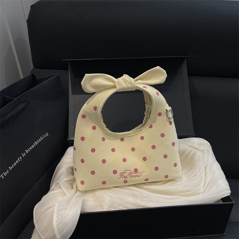 Tas Tote Bahu Anyaman Polka Dot view 3