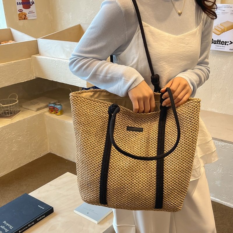 Woven Straw Tote Shoulder Bag view 3