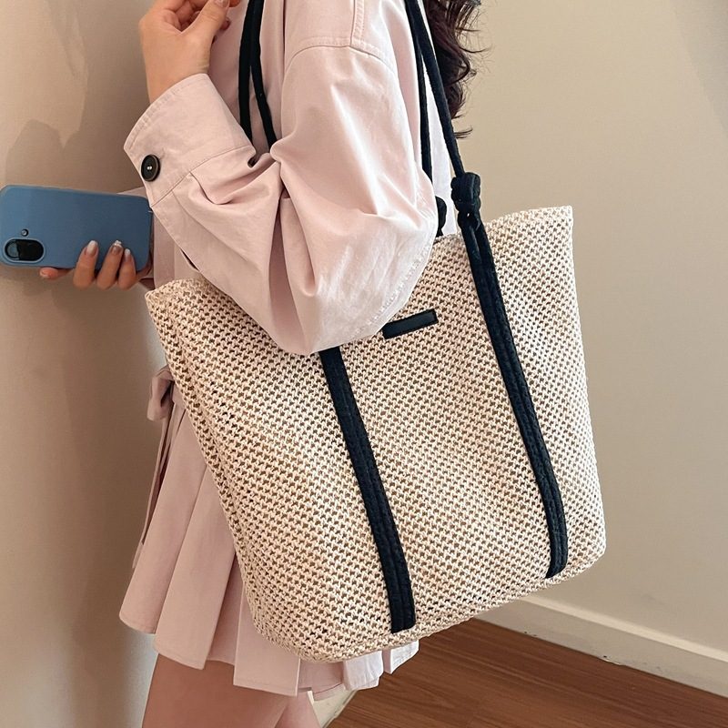 Woven Straw Tote Shoulder Bag view 4