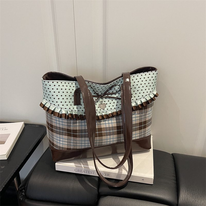 Polka Dot Check Tote Shoulder Bag view 2