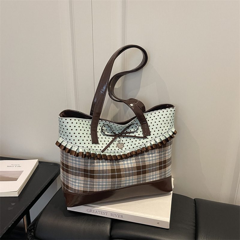 Polka Dot Check Tote Shoulder Bag view 3