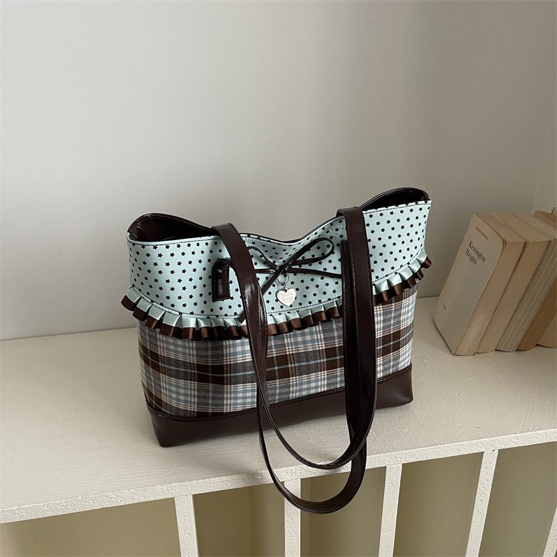 Polka Dot Check Tote Shoulder Bag view 4