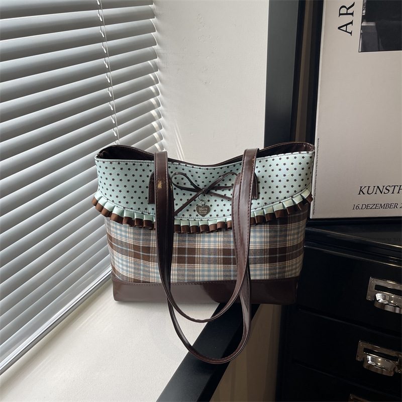 Polka Dot Check Tote Shoulder Bag view 6