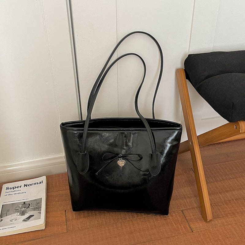Oil Leather Top-Handle Tote Shoulder Bag view 10