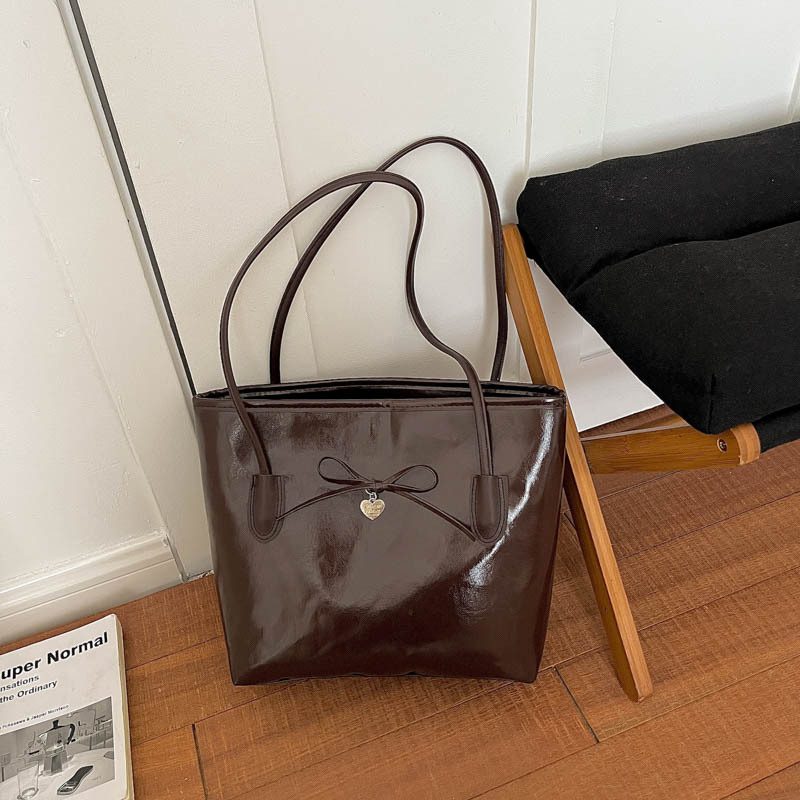 Oil Leather Top-Handle Tote Shoulder Bag view 11