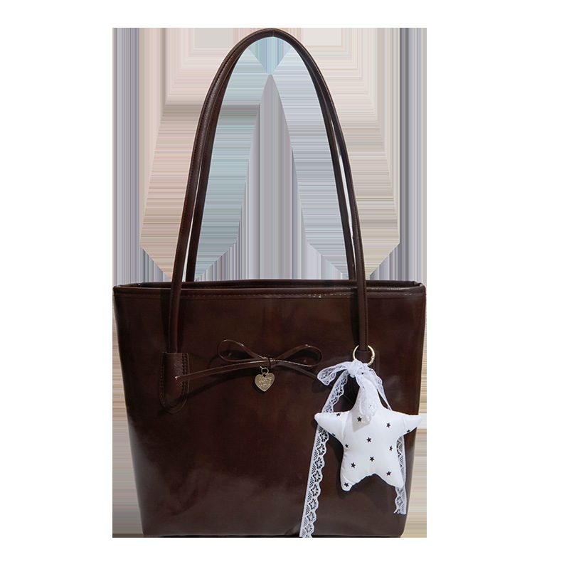 Oil Leather Top-Handle Tote Shoulder Bag view 5