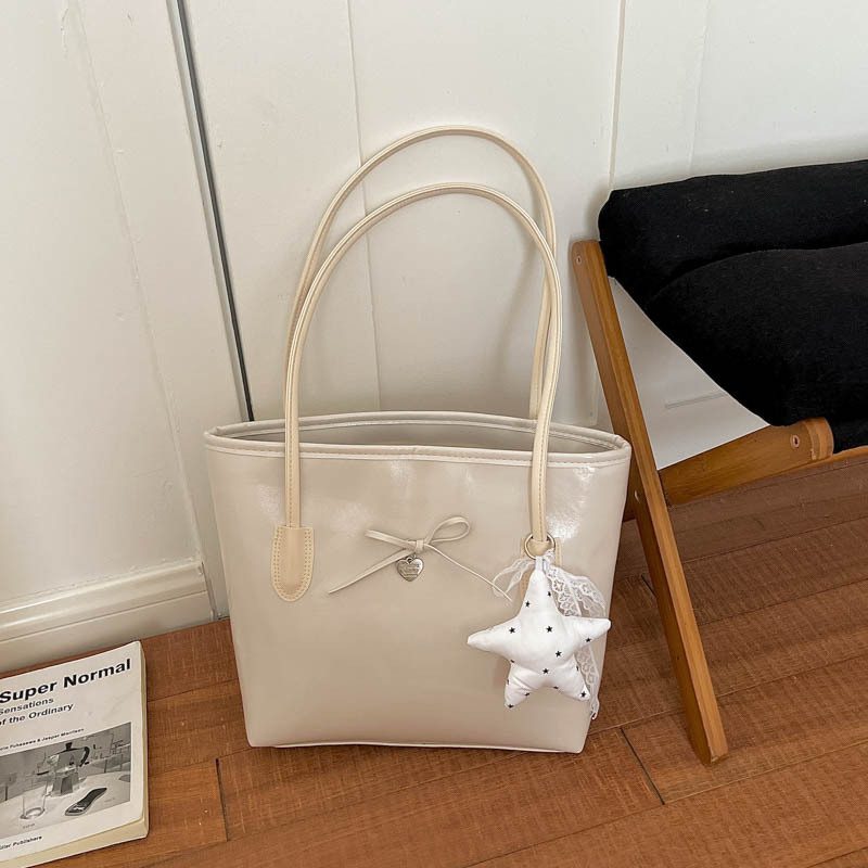 Oil Leather Top-Handle Tote Shoulder Bag view 8