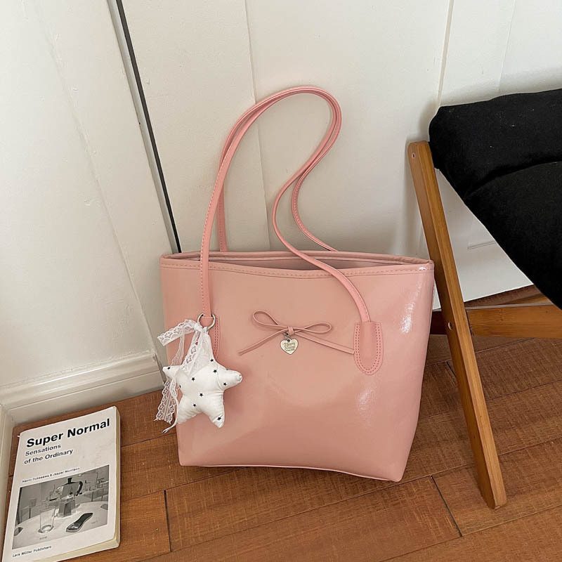 Oil Leather Top-Handle Tote Shoulder Bag view 9