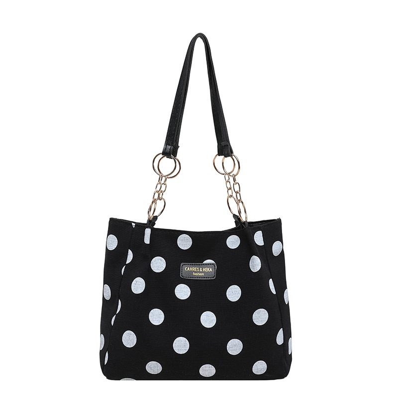 Sac cabas à pois et lien porté épaule view 5