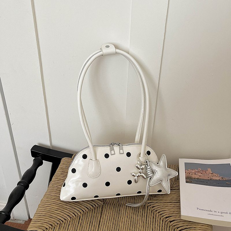 Minimalist Polka Dot Shoulder Tote Bag view 10