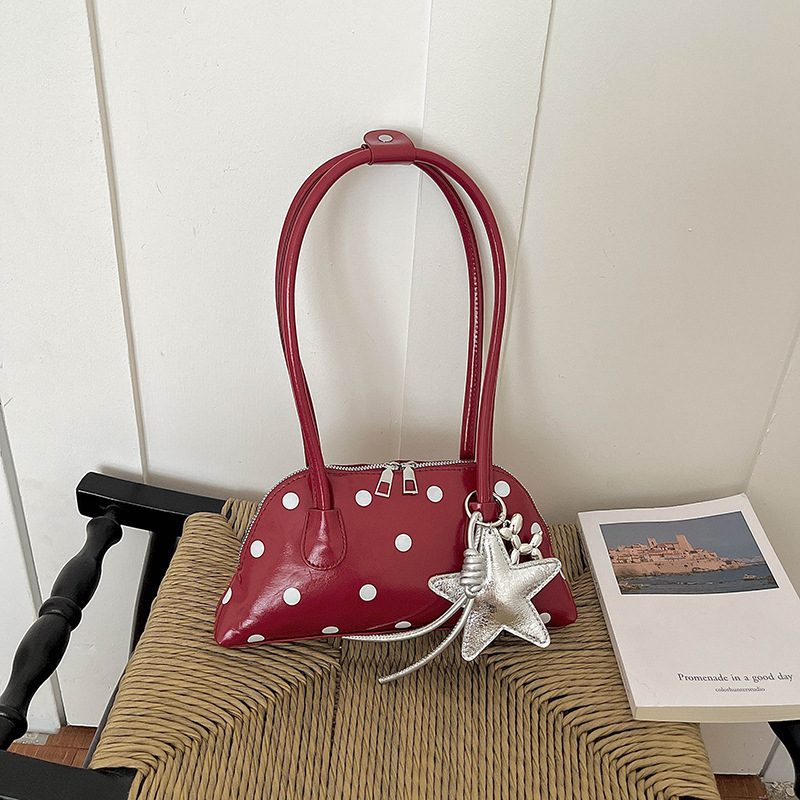 Minimalist Polka Dot Shoulder Tote Bag view 7