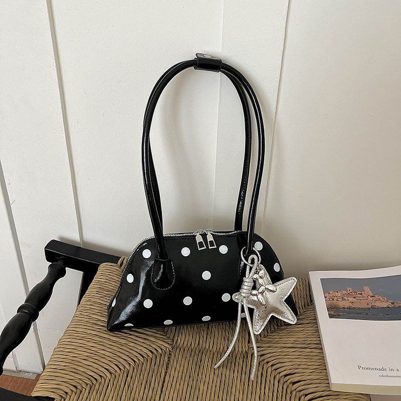 Minimalist Polka Dot Shoulder Tote Bag view 8