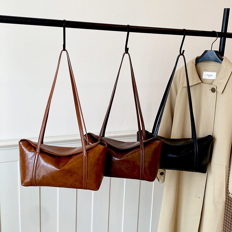 Light Luxury Solid Color Shoulder Tote Bag