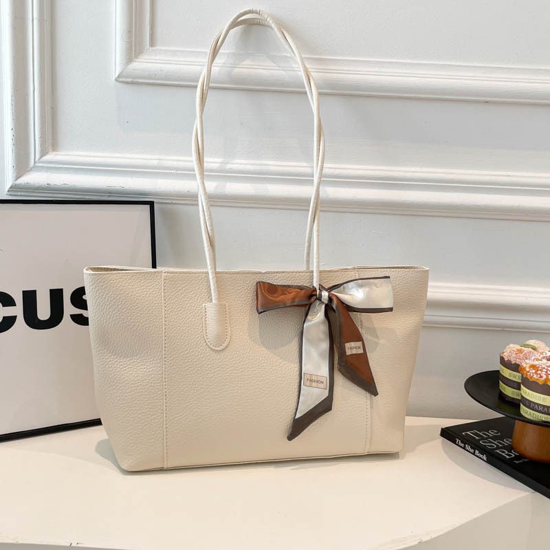 Solid Color Large Capacity Minimalist Tote Bag view 3