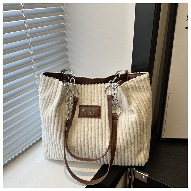 Corduroy Chain Tote Bag view 2