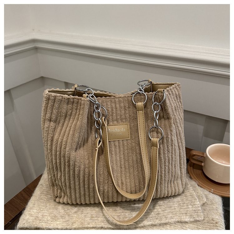 Corduroy Chain Tote Bag view 3