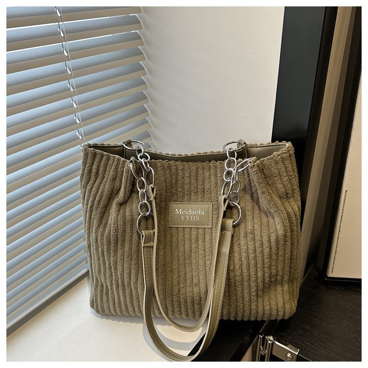 Corduroy Chain Tote Bag view 4