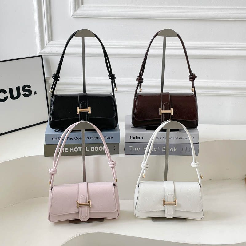 Color Block Baguette Top-Handle Bag