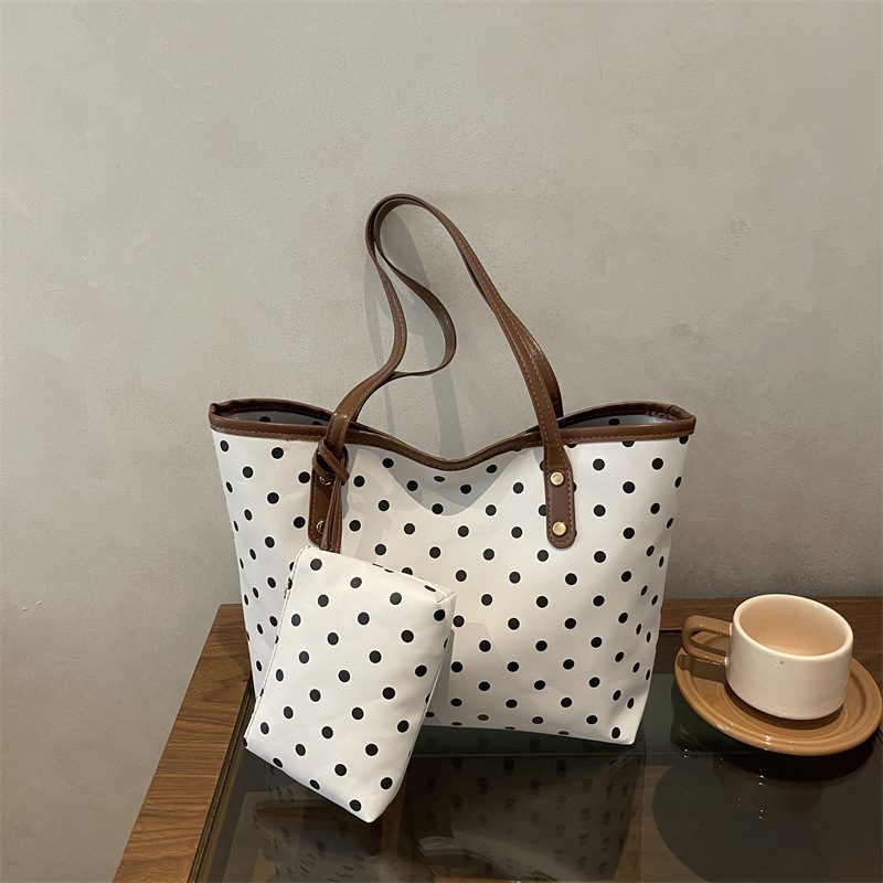 Polka Dot Tote Bag Large Capacity Shoulder Handbag view 2