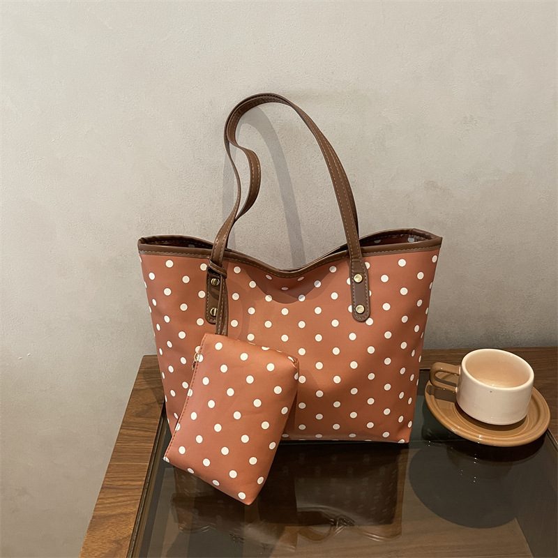 Polka Dot Tote Bag Large Capacity Shoulder Handbag view 3