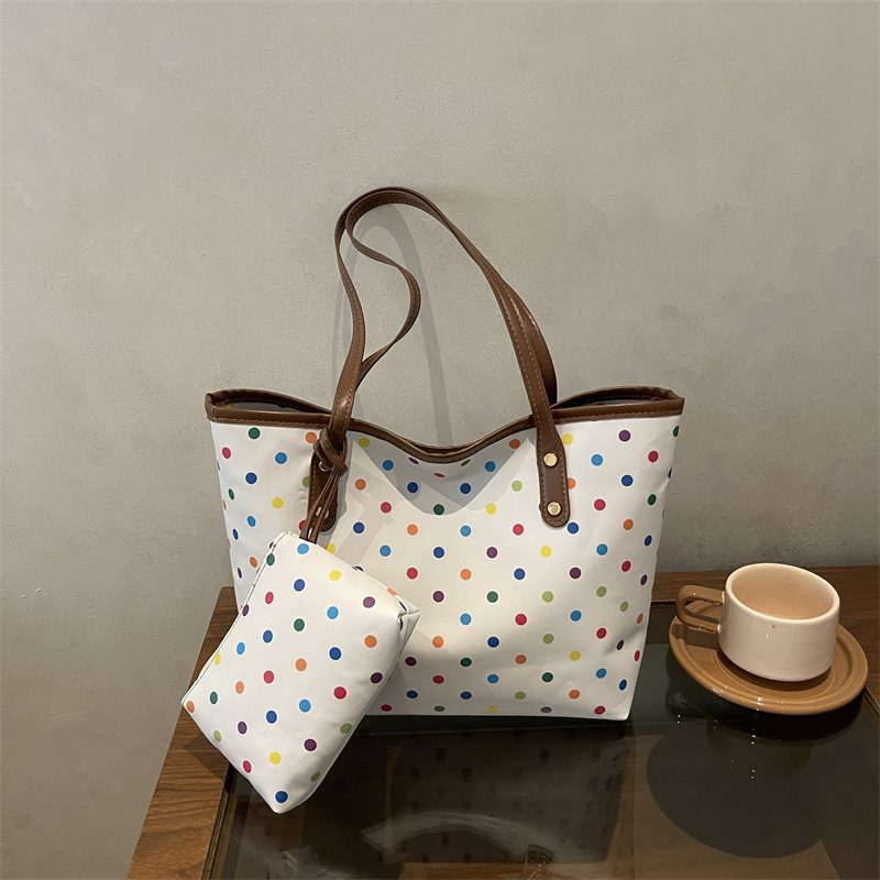 Polka Dot Tote Bag Large Capacity Shoulder Handbag view 4