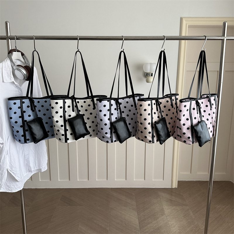 Polka Dot Large Capacity Commuter Tote Shoulder Bag