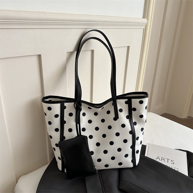 Polka Dot Large Capacity Commuter Tote Shoulder Bag view 3