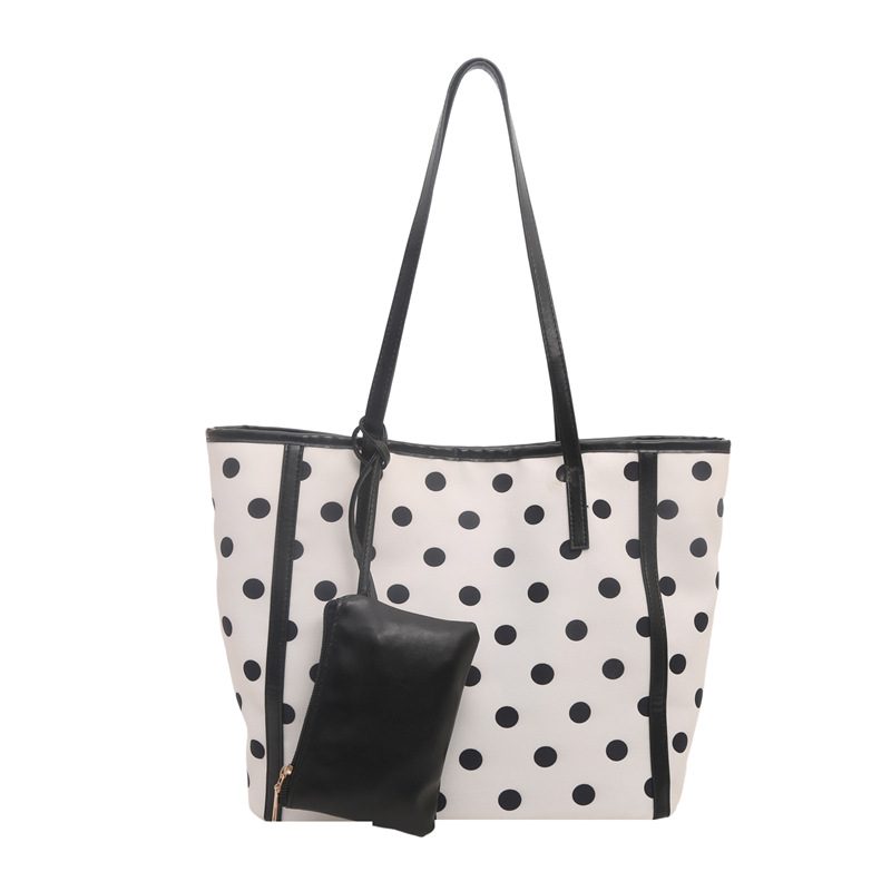 Polka Dot Large Capacity Commuter Tote Shoulder Bag view 8