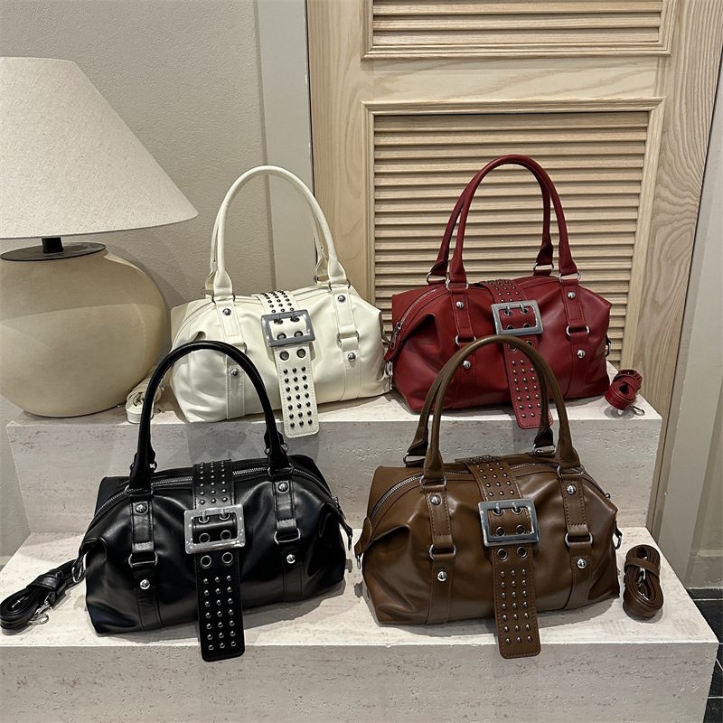 Punk Studded Boston Bag Top-Handle Shoulder Bag